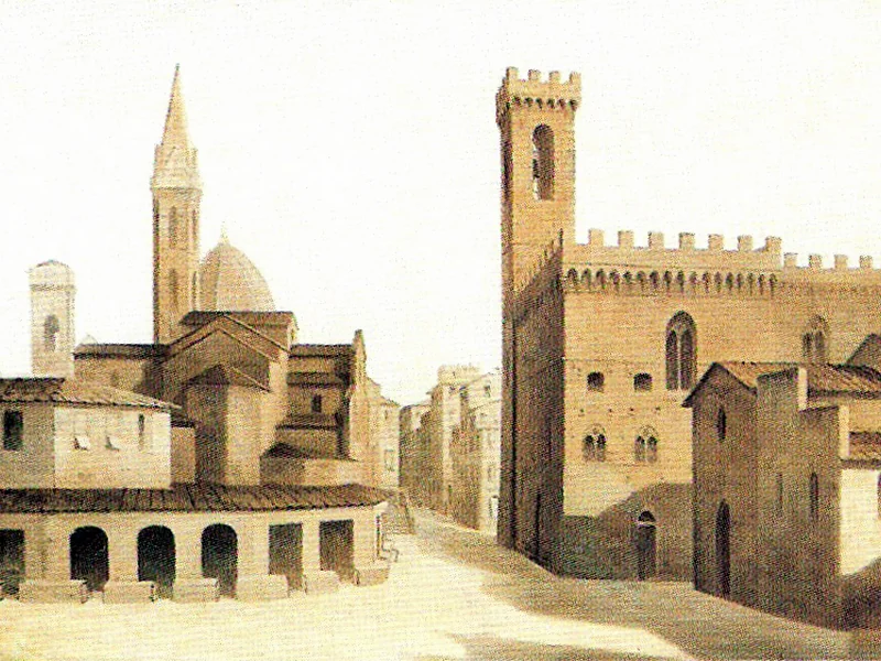 1823-Fabio Borbottoni - Veduta di Piazza San Firenze